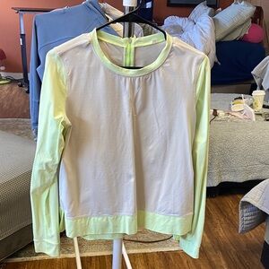 Lululemon Athletica Light Green and White Long Sleeve Top